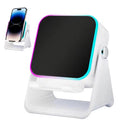 Caixa de Som por Indução 5 em 1 – Suporte 360°, Bluetooth 5.3, RGB e Power Bank