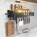 Metal Kitchen Shelf No-Punch Large Capacity Storage Kitchen Utensils Skeletonized Drainage Design Easy to Clean Black