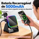 Caixa de Som por Indução 5 em 1 – Suporte 360°, Bluetooth 5.3, RGB e Power Bank